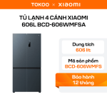 Tủ lạnh 4 cánh Xiaomi Mijia 606L – Có ion khử khuẩn, cấp đông nhanh chóng