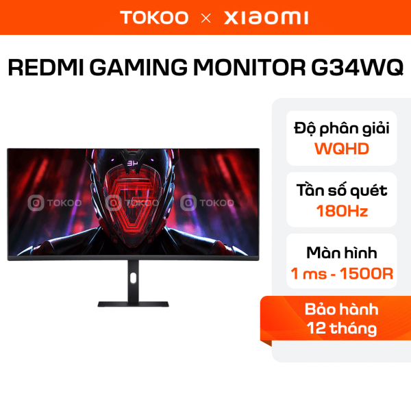 Màn hình máy tính Redmi Gaming Monitor G34WQ (Model 2024) – Kích thước 34 inch, độ cong 1500R, độ phân giải 3440 × 1440px, tốc độ làm mới 180Hz