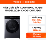 Máy Giặt Sấy Xiaomi Mijia Pro MJ301 Model 2024 (Giặt 10kg Sấy 7kg) – Sấy khô bằng hơi nước, New 2024