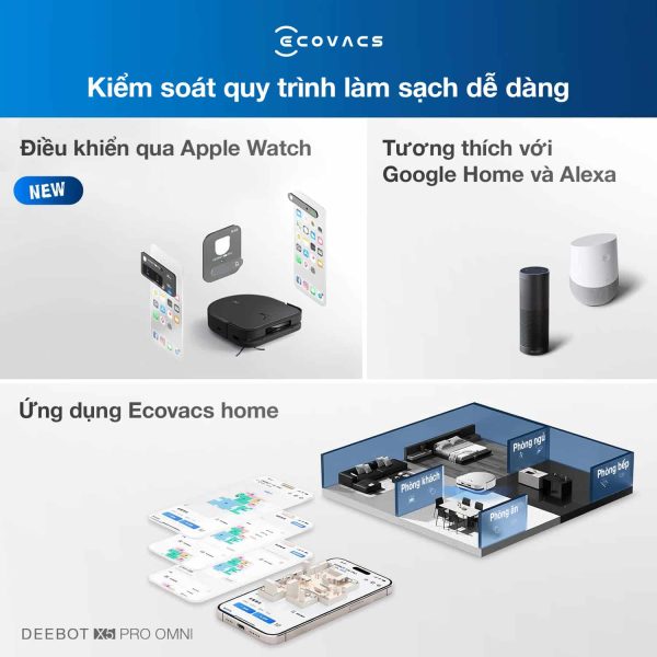 Robot Hút Bụi Lau Nhà Ecovacs Deebot X5 Pro Omni Quốc Tế Chính Hãng (Trắng/ Đen)