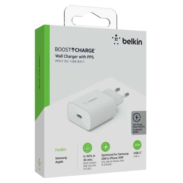 Adapter sạc nhanh Belkin BOOSTCHARGE 25W USB-C PD PPS WCA004