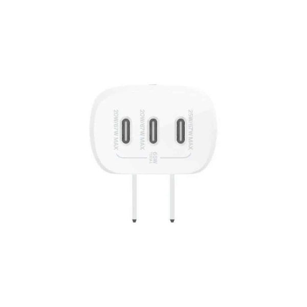 Adapter sạc nhanh 67W Trial 3 x USB-C PD3.1 PPS GaN màu trắng Belkin