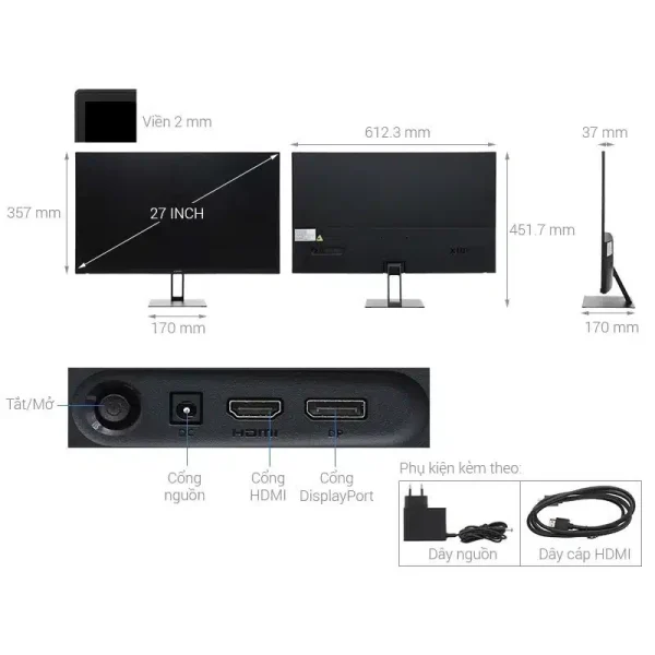 Màn Hình Máy Tính PC Xiaomi Monitor A27i 27inch Tấm Nền LCD IPS-Tần Số Quét 100Hz