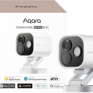 Camera Aqara Hub G5 Pro 4MP WiFi, Camera quan sát ban đêm màu thực ngoài trời, WiFi 2.4/5Ghz, Video bảo mật HomeKit, Bộ định tuyến viền ren, Phát hiện cục bộ, Ren/Zigbee, Hỗ trợ Alexa, Google, Trắng