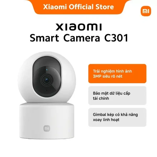 Xiaomi Smart Camera C301 | Trải nghiệm hình ảnh 3MP siêu rõ nét | Bảo mật dữ liệu cấp tài chính | Gimbal kép có khả năng