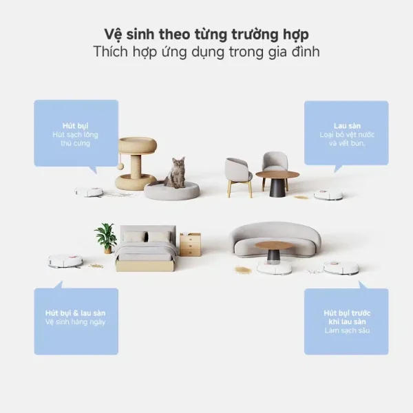 Robot hút bụi Xiaomi Vacuum H40, lau sàn 2 trong 1, Lực Hút Mạnh 10000Pa - Bản Quốc Tế