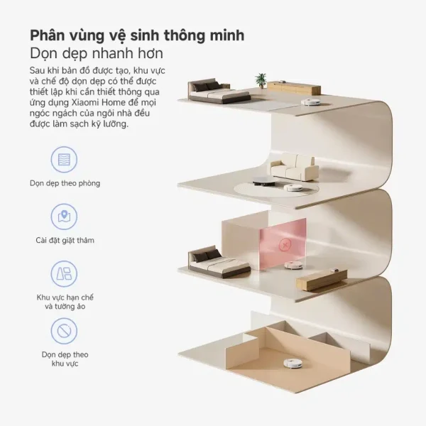 Robot hút bụi Xiaomi Vacuum H40, lau sàn 2 trong 1, Lực Hút Mạnh 10000Pa - Bản Quốc Tế