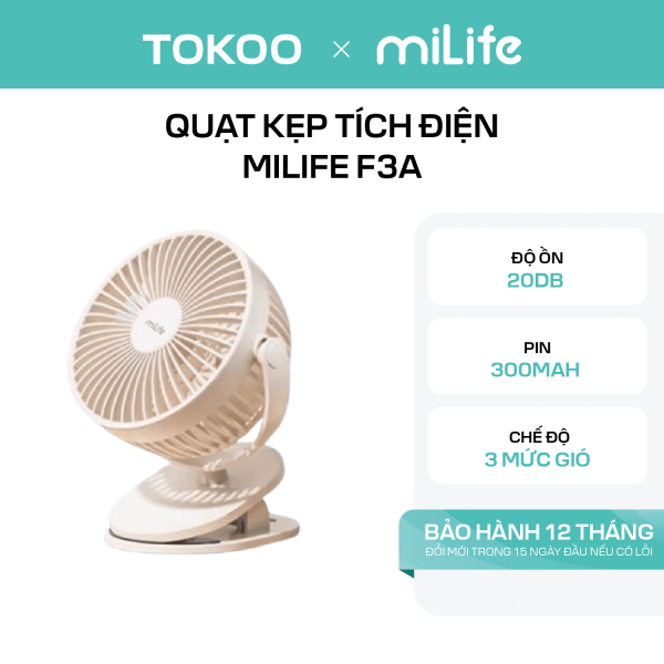 Quạt kẹp tích điện miLife F3A