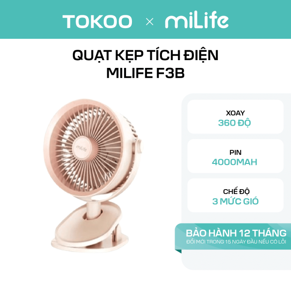 Quạt kẹp tích điện miLife F3B