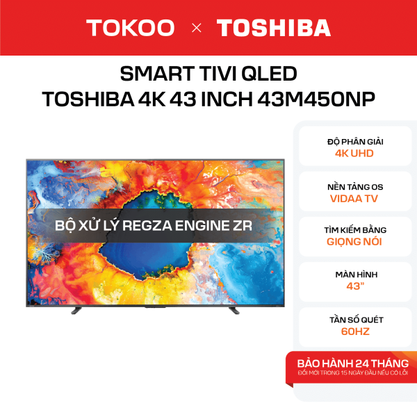 Smart Tivi QLED Toshiba 4K 43 inch 43M450NP