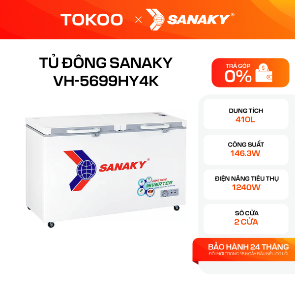 Tủ Đông Sanaky Inverter 410 lít VH-5699HY4K