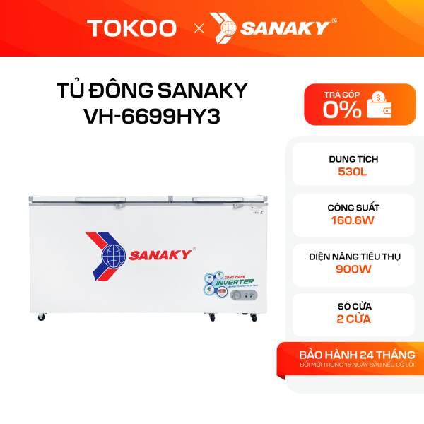 Tủ Đông Sanaky Inverter 530 lít VH-6699HY3