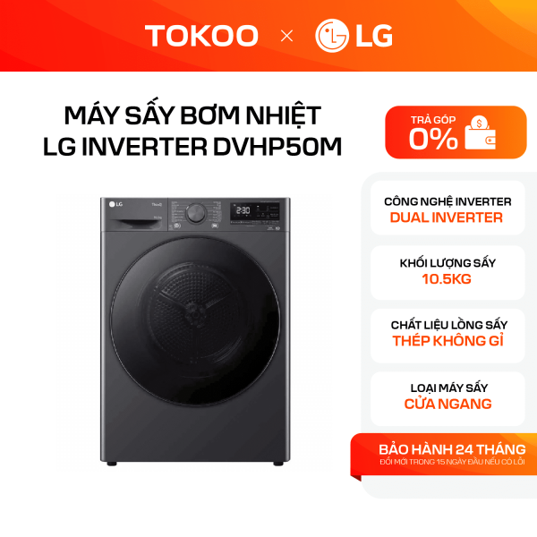 Máy sấy bơm nhiệt LG Inverter 10.5 kg DVHP50M