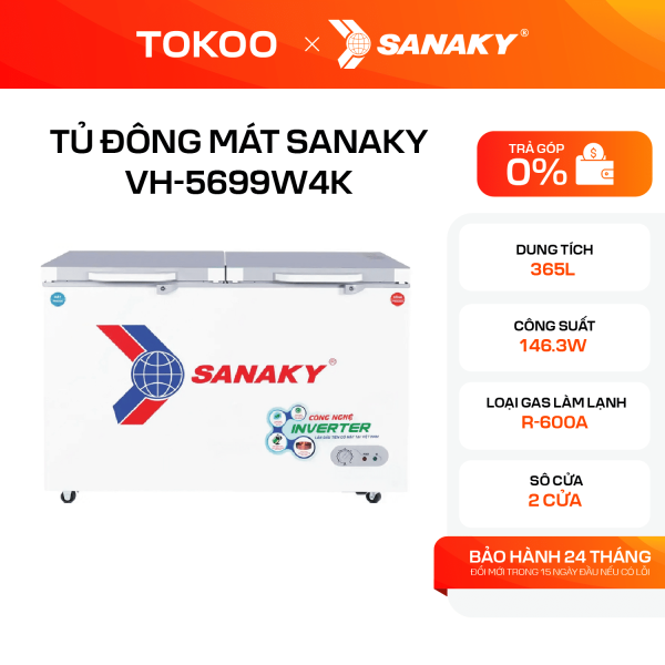 Tủ Đông Mát Sanaky Inverter 365 lít VH-5699W4K