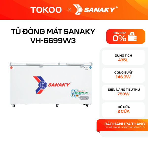 Tủ Đông Mát Sanaky Inverter 485 lít VH-6699W3
