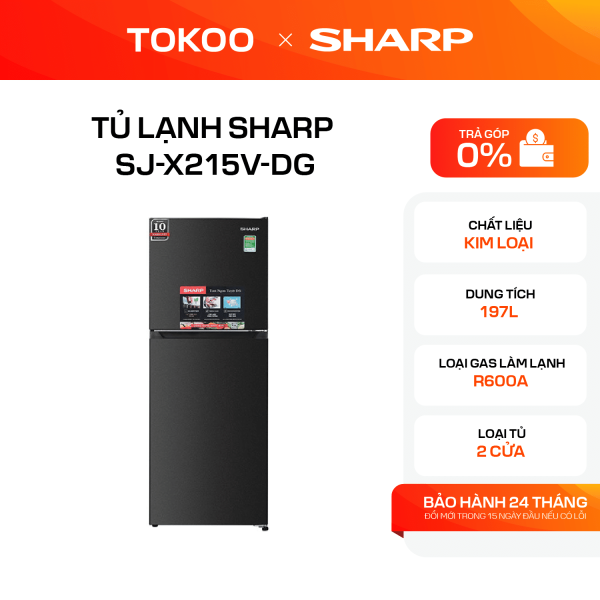Tủ lạnh Sharp Inverter 197 lít SJ-X215V-DG