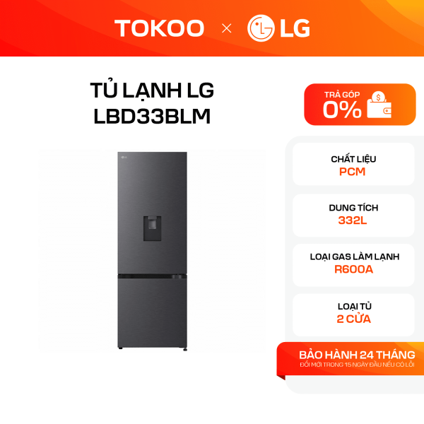 Tủ lạnh LG Inverter 332 lít LBD33BLM