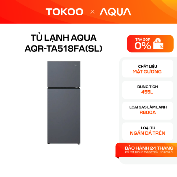 Tủ lạnh Aqua Inverter 455 lít AQR-TA518FA(SL)
