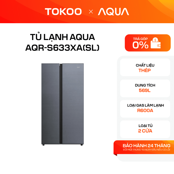 Tủ Lạnh Aqua Inverter 569 Lít AQR-S633XA(SL)