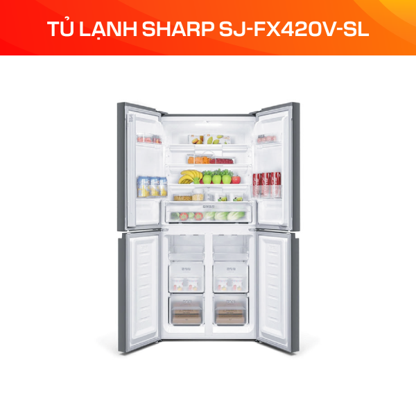 Tủ lạnh Sharp Inverter 362 lít SJ-FX420V-SL