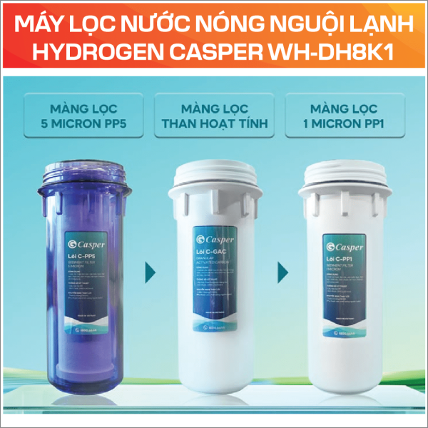 MÁY LỌC NƯỚC NÓNG NGUỘI LẠNH HYDROGEN CASPER WH-DH8K1