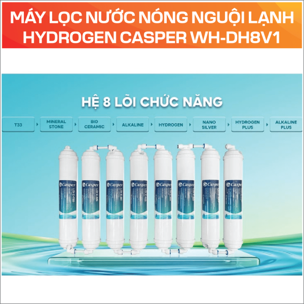 MÁY LỌC NƯỚC NÓNG NGUỘI LẠNH HYDROGEN CASPER WH-DH8V1