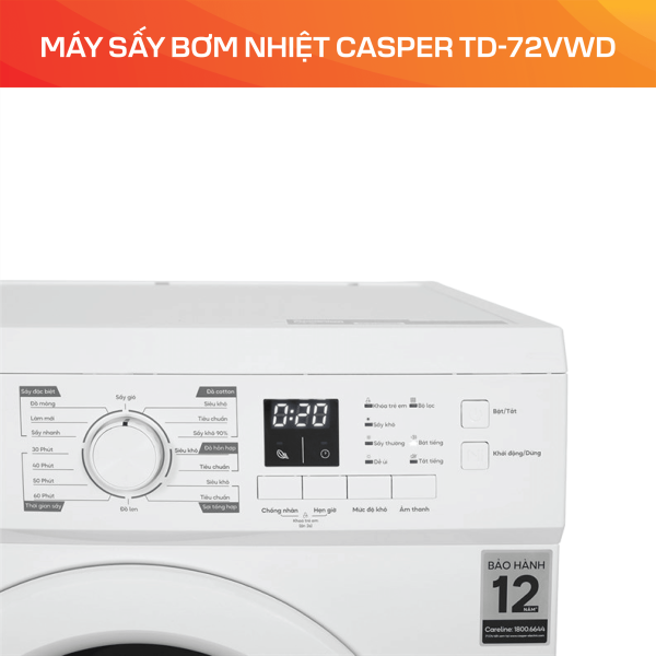 Máy sấy bơm nhiệt Casper TD-72VWD