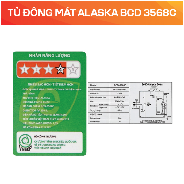Tủ đông mát Alaska BCD 3568C