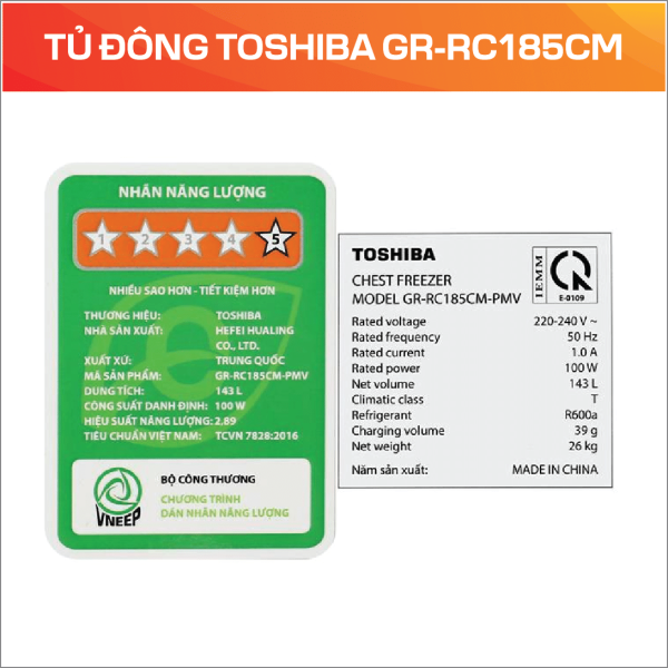 Tủ đông Toshiba GR-RC185CM