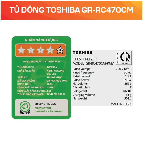 Tủ đông Toshiba GR-RC470CM