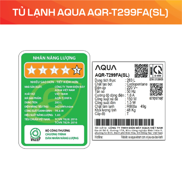 Tủ lạnh Aqua AQR-T299FA(SL)