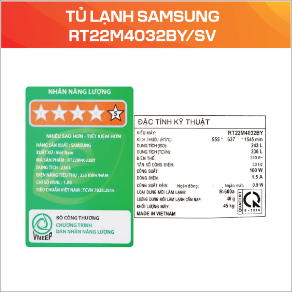Tủ lạnh Samsung RT22M4032BY/SV