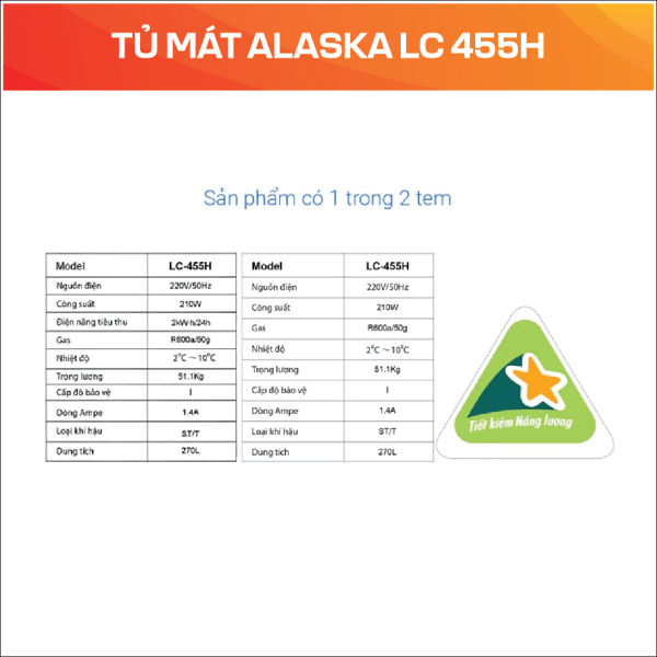 Tủ mát Alaska LC 455H